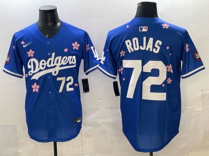 Men Los Angeles Dodgers #72 Rojas Blue Sakura Edition 2025 Nike MLB Jersey style 06